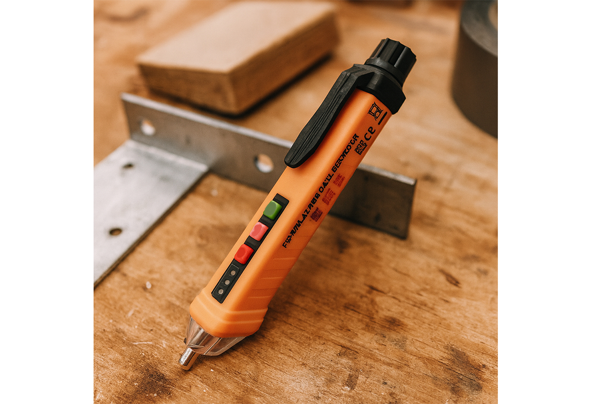 Απεικονίζεται το δοκιμαστικό τάσης πάνω σε πάγκο.